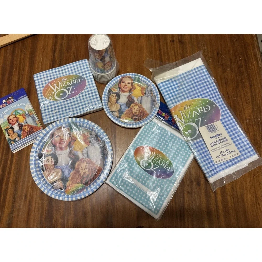 Vintage Wizard Of Oz Party Invites Bags Cups Plates, Napkins, Party Set 7 Pieces